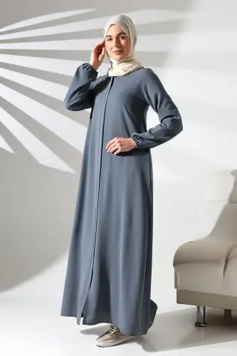 İhvan Elit Fabric Gray Aveze Abaya - 1