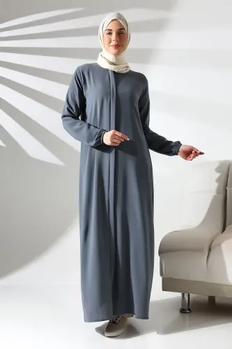 İhvan Elit Fabric Gray Aveze Abaya - 2