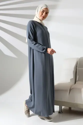 İhvan Elit Fabric Gray Aveze Abaya - 3