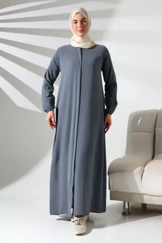 İhvan Elit Fabric Gray Aveze Abaya - 4