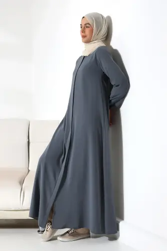 İhvan Elit Fabric Gray Aveze Abaya - 5