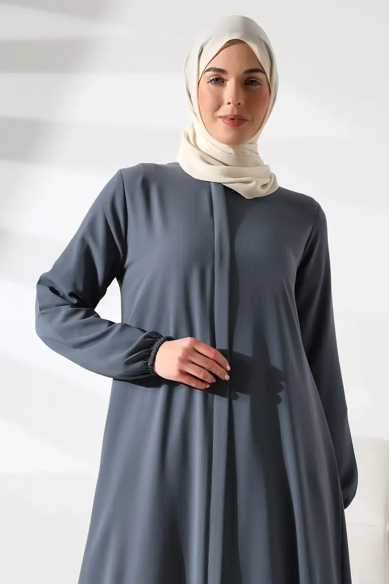 İhvan Elit Fabric Gray Aveze Abaya - 7