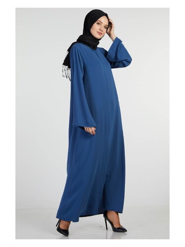 İhvan Elit Fabric Navy Blue Aveze Abaya - 5