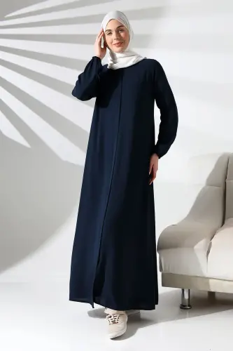 İhvan Elit Fabric Navy Blue Aveze Abaya - 1