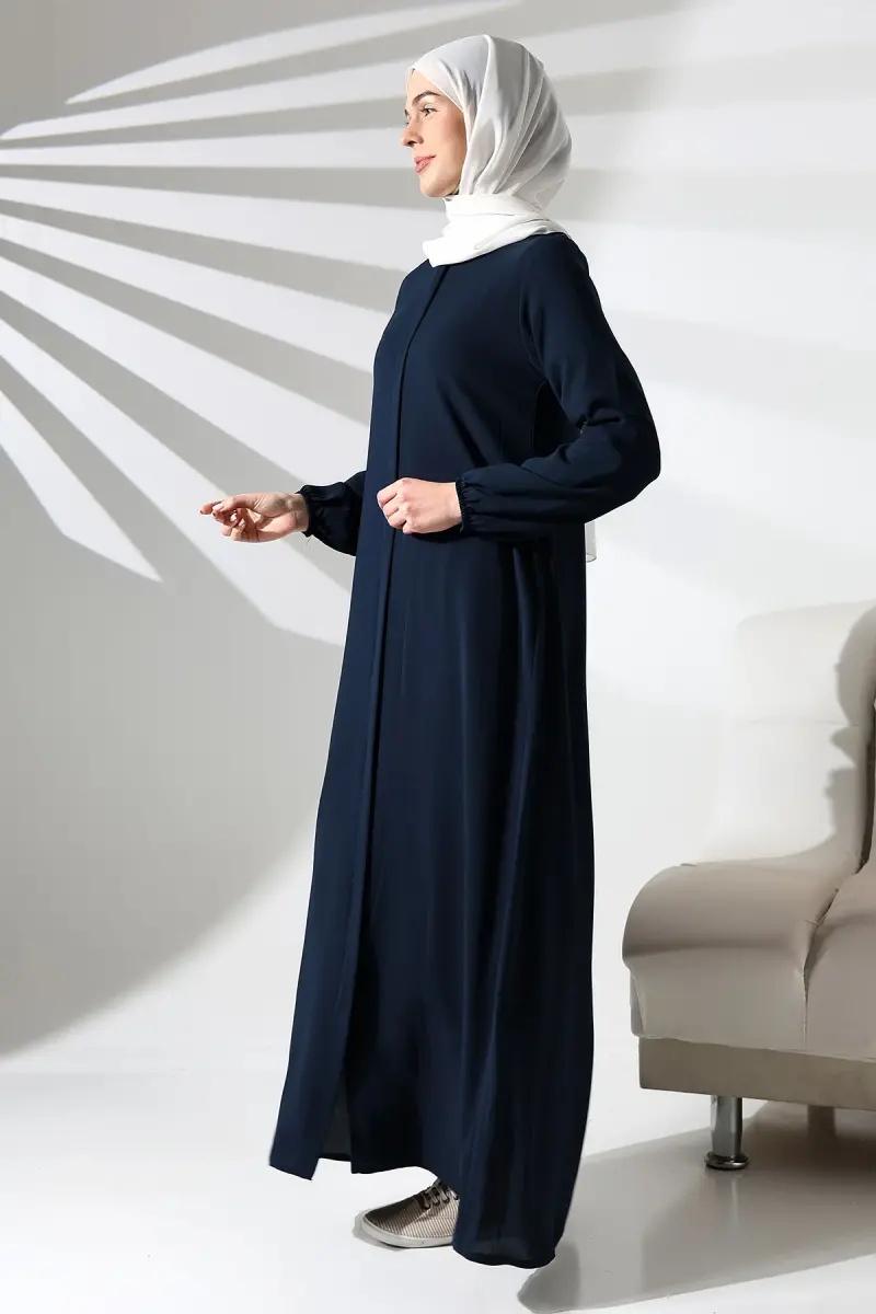 İhvan Elit Fabric Navy Blue Aveze Abaya - 2