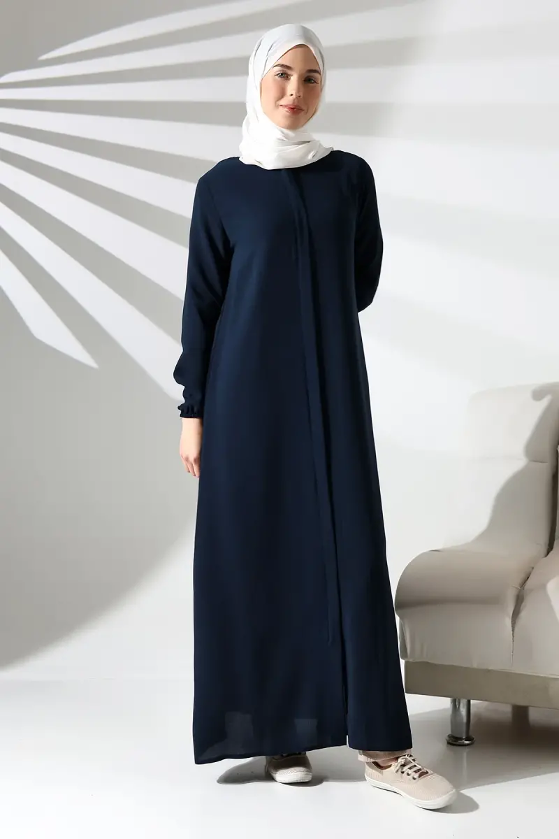 İhvan Elit Fabric Navy Blue Aveze Abaya - 3