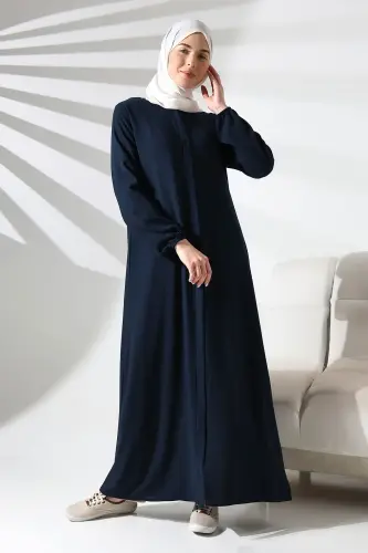 İhvan Elit Fabric Navy Blue Aveze Abaya - 4