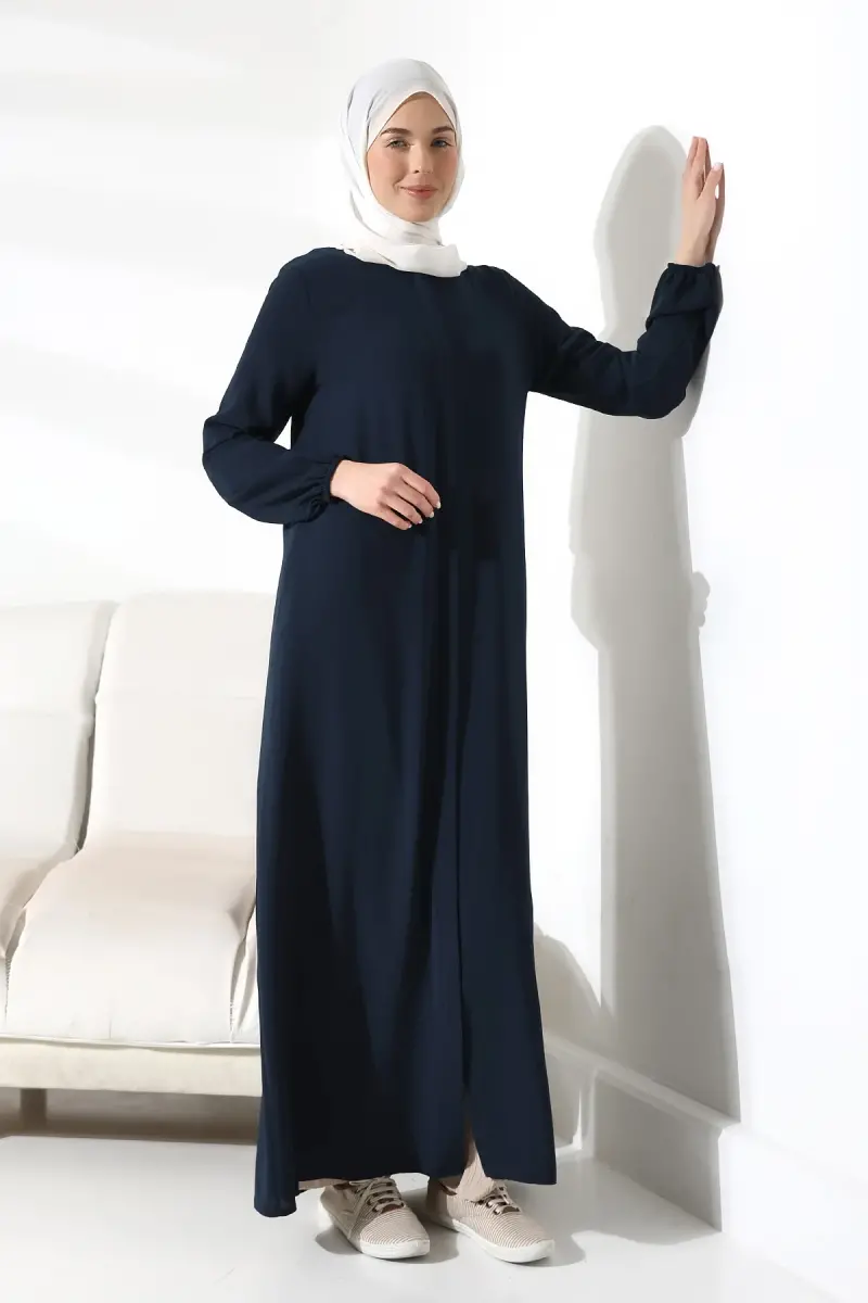 İhvan Elit Fabric Navy Blue Aveze Abaya - 7