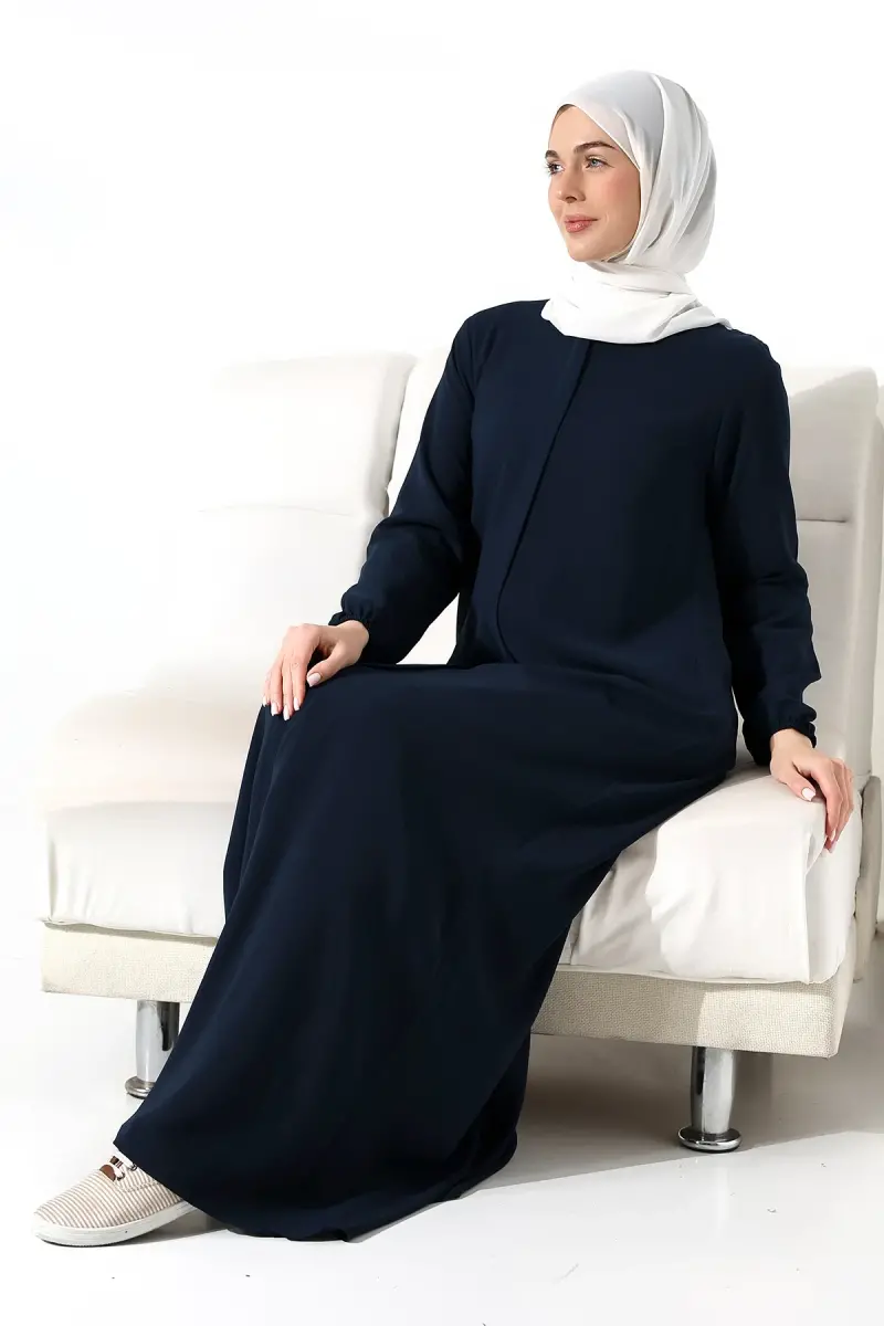 İhvan Elit Fabric Navy Blue Aveze Abaya - 8