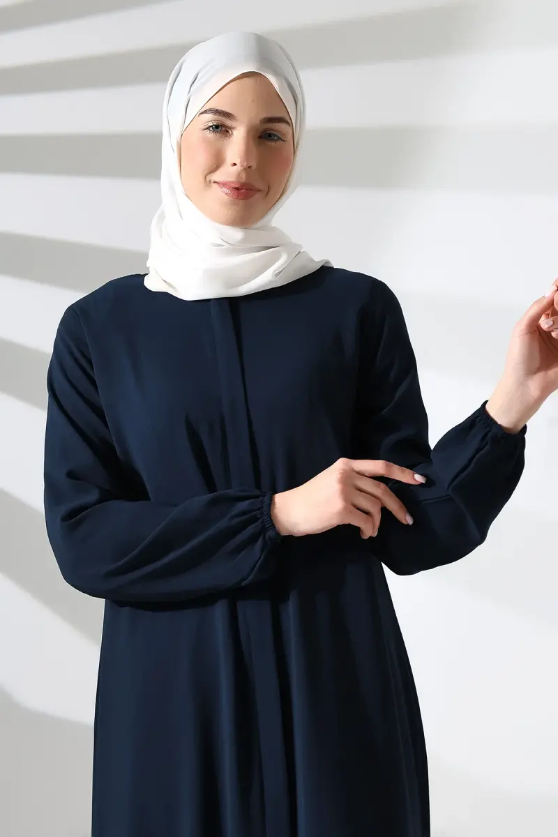 İhvan Elit Fabric Navy Blue Aveze Abaya - 5