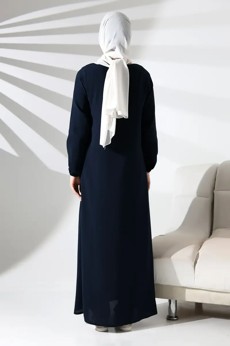 İhvan Elit Fabric Navy Blue Aveze Abaya - 6