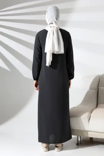 İhvan Elite Fabric Black Aveze Abaya - 5