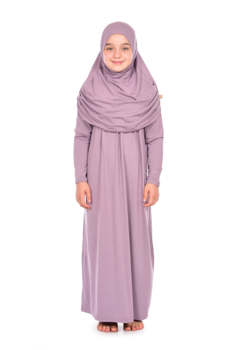 İhvan Children's Practical Prayer Dress, 8-12 Ages Dried Rose - 1