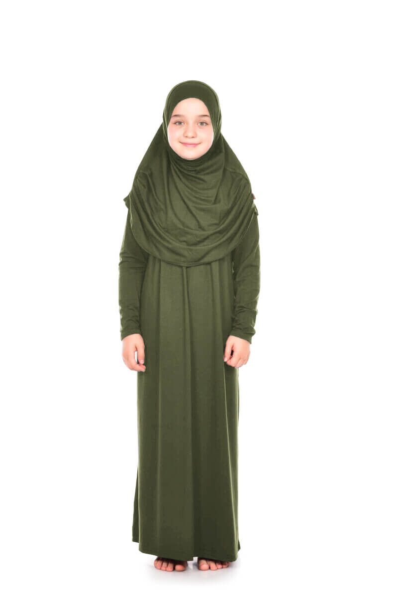 İhvan Kids Practical Prayer Dress 8-12 Ages Khaki - 3