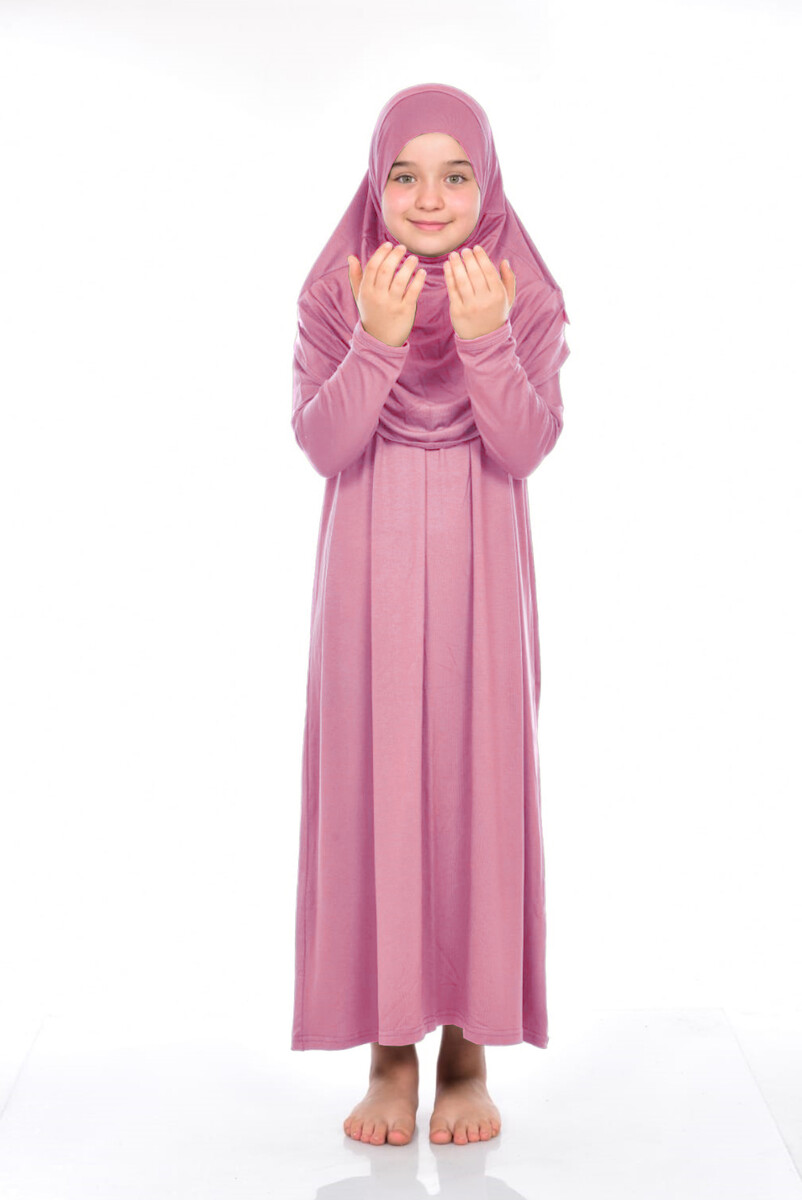 İhvan Child Practical Prayer Dress 9-11 Years Dried Rose - 1