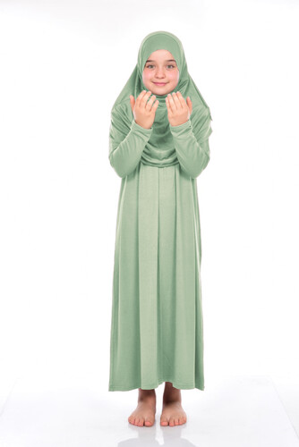 Ikhwan Child Practical Prayer Dress 9-11 Years Mint Green - 1