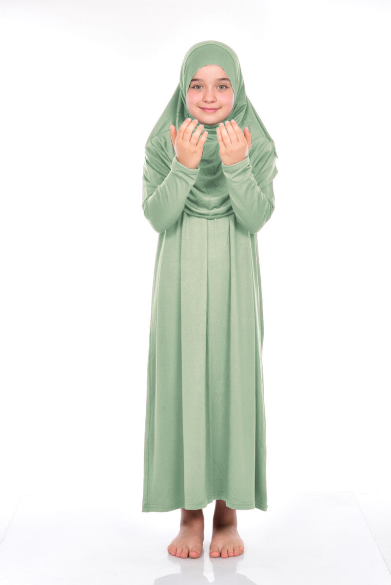 Ikhwan Child Practical Prayer Dress 9-11 Years Mint Green - 1