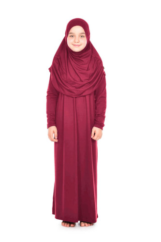 Ikhwan Child Practical Prayer Dress 9-11 Years Red Color - 1