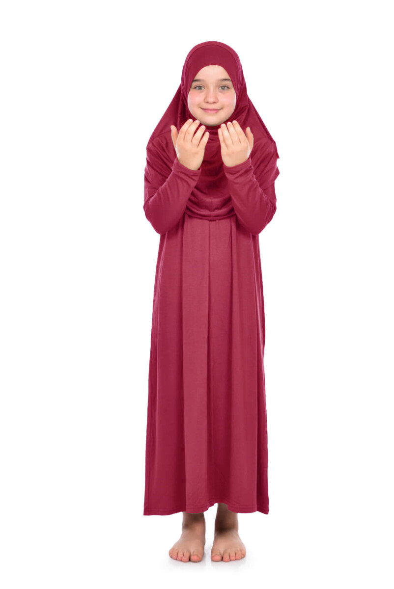 Ikhwan Child Practical Prayer Dress 9-11 Years Red Color - 2