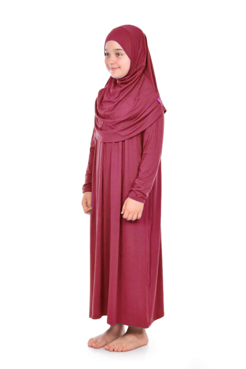 Ikhwan Child Practical Prayer Dress 9-11 Years Red Color - 3