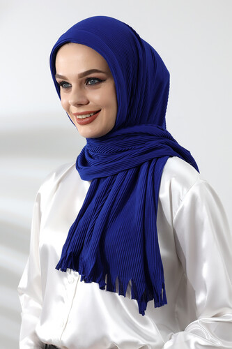 Indigo Hijab Ready Made Practical Corded Cotton Shawl - 1