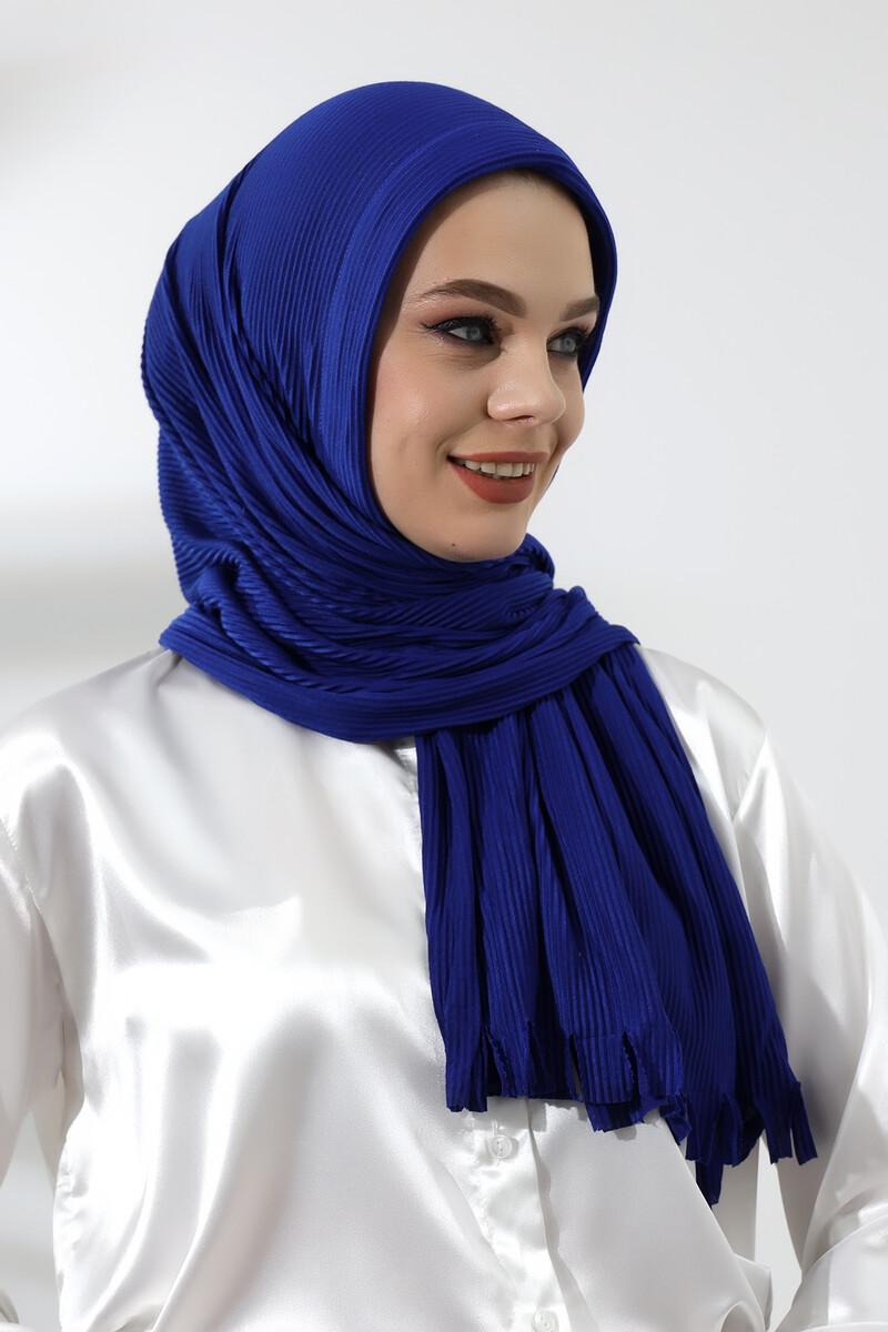 Indigo Hijab Ready Made Practical Corded Cotton Shawl - 4