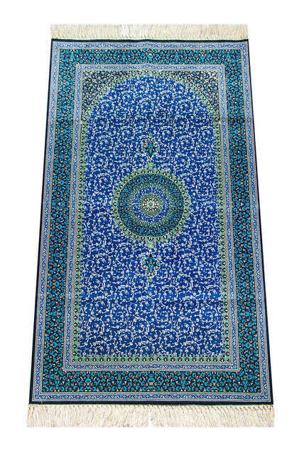 İpekşah Silk Prayer Rug - Blue Color - 1