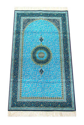 İpekşah Silk Prayer Rug - Turquoise Color - 1