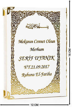 İsim Baskılı Ciltli Yasin Kitabı - Çanta Boy - Beyaz - 128 Sayfa - Mevlit Hediyeliği 