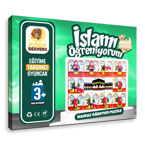 İslamı Öğreniyorum - Namaz Öğreten Yapboz - Ahşap Puzzle - Kız Çocuk Yapboz - 3 Yaş ve Üzeri Eğitime Yardımcı Oyuncak - 1