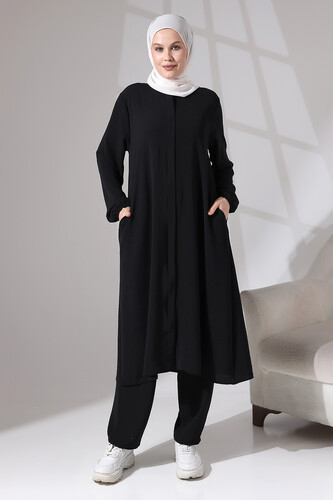 Isra Afghan Women's Hajj Umrah Dress Suit Black - 1