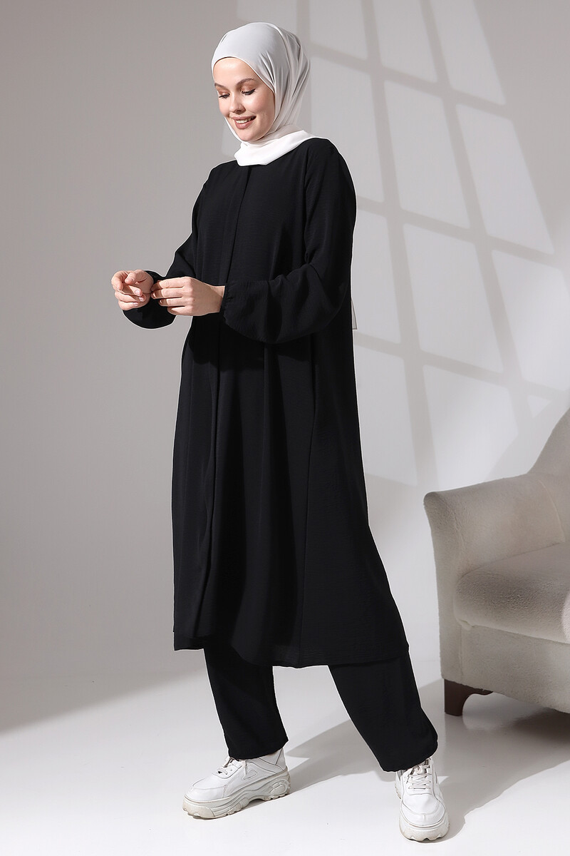 Isra Afghan Women's Hajj Umrah Dress Suit Black - 3