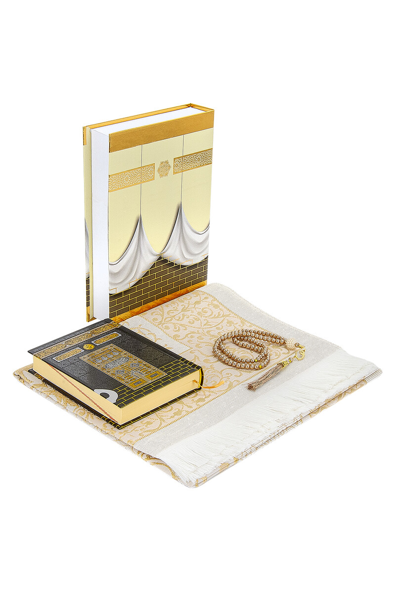 Kaaba Boxed Prayer Rug and Kabeli Quran Set - 1