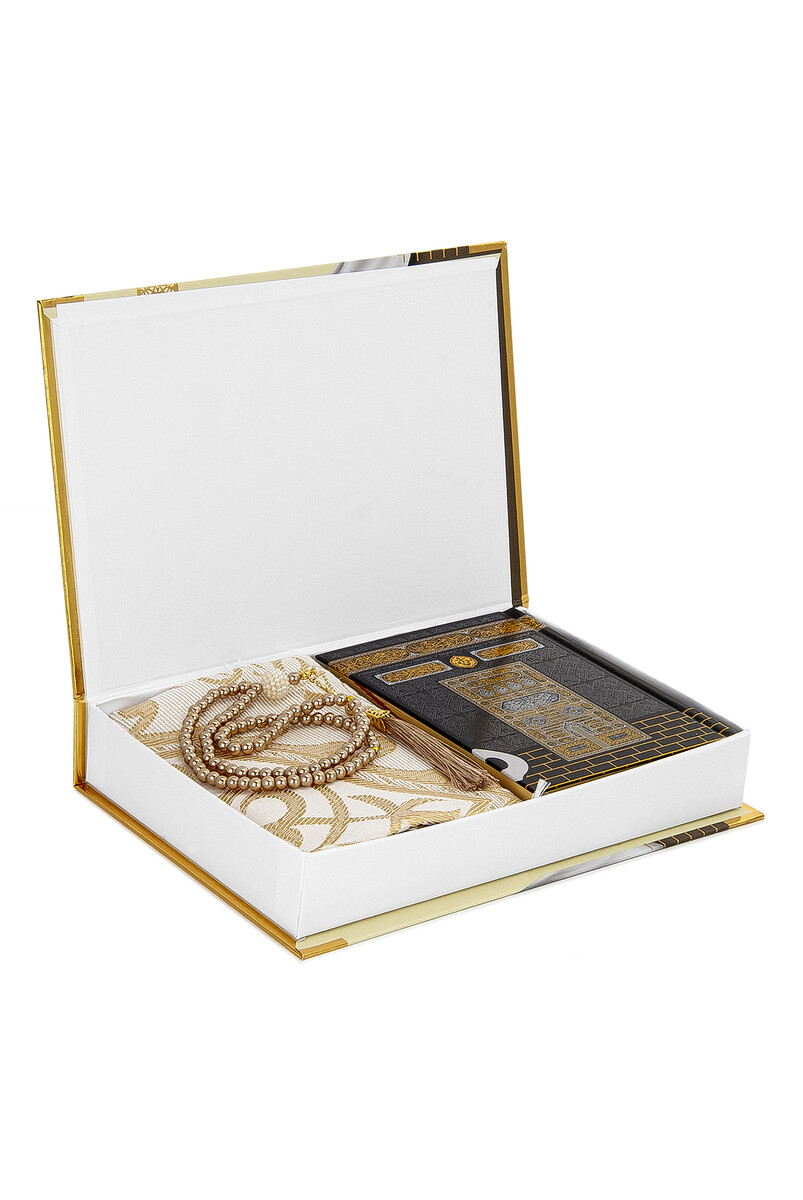 Kaaba Boxed Prayer Rug and Kabeli Quran Set - 3