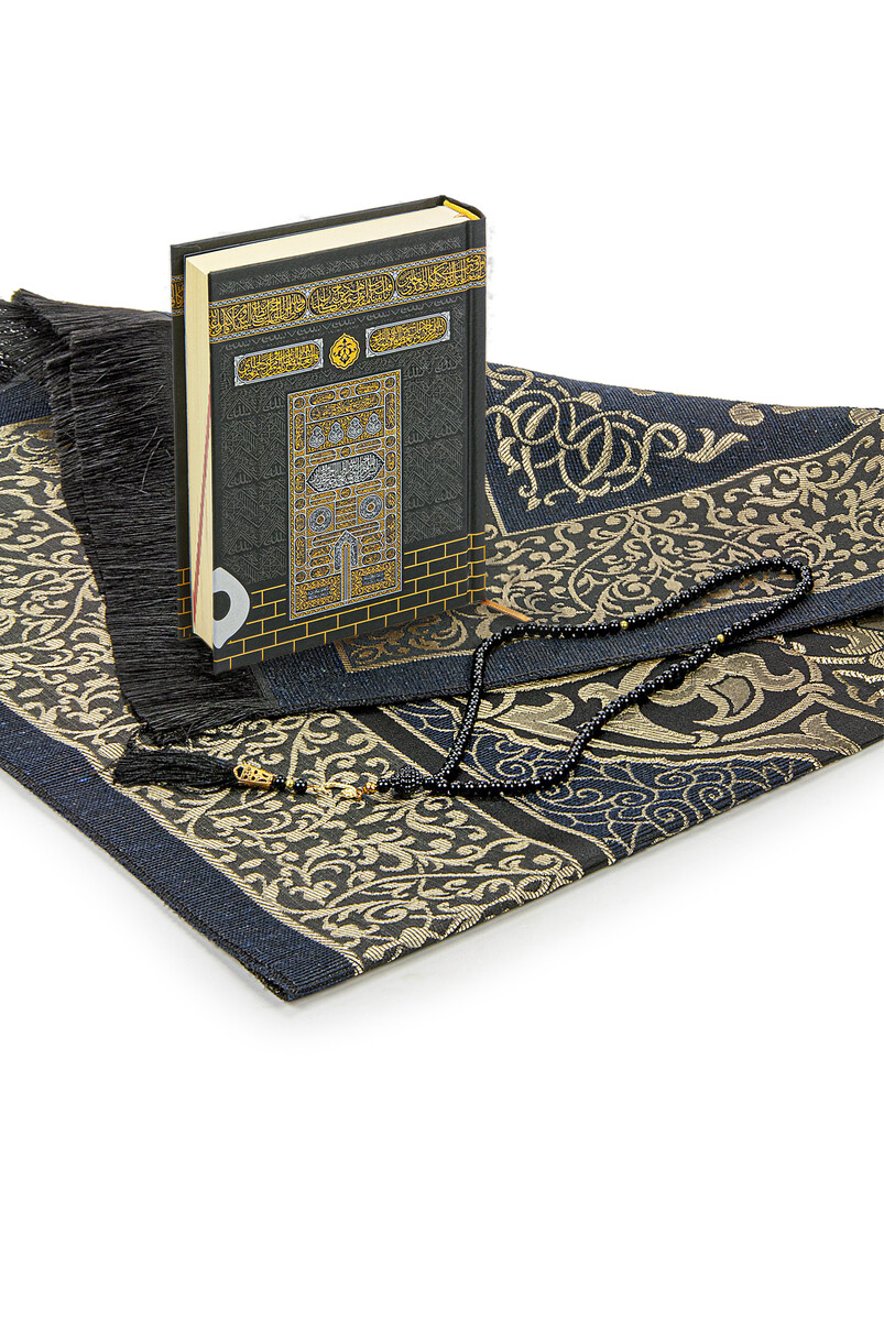 Kaaba Concept Boxed Quran Dowry Prayer Rug Set Suitable for Groom Bride Bundle - 3