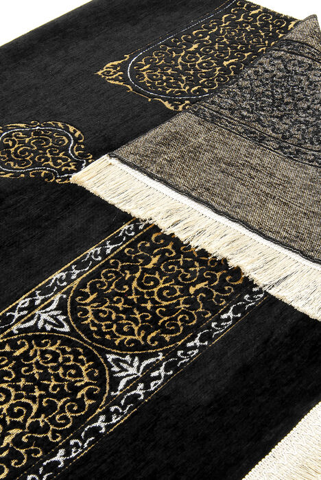 Kaaba Cover Plain Model Ultra Luxury Black Chenille Prayer Rug 8 - 2