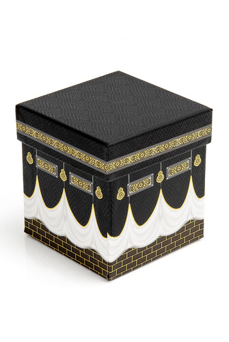 Kaaba Patterned Gift Mevlüt Set Black With Prayer Rug in Special Box - 5