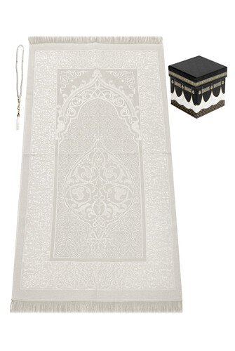 Kaaba Patterned Special Box with Prayer Rug Gift Mevlüt Set White - 4