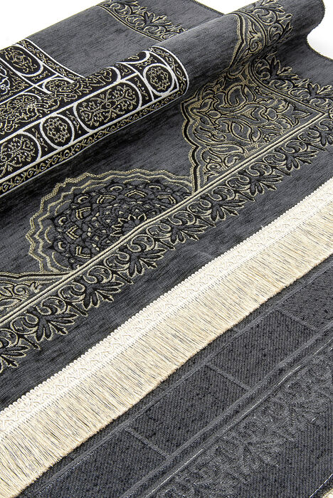 Kaaba Patterned Ultra Plus Black Chenille Prayer Rug 17 - 3