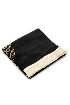 Kaaba Patterned Ultra Plus Black Chenille Prayer Rug 3 - 4