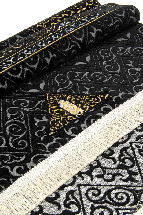 Kaaba Patterned Ultra Plus Black Chenille Prayer Rug 6 - 2