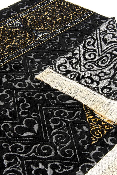 Kaaba Patterned Ultra Plus Black Chenille Prayer Rug 6 - 3