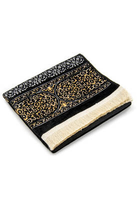 Kaaba Patterned Ultra Plus Black Chenille Prayer Rug 9 - 4