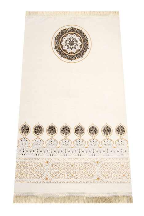 Kaaba Patterned Ultra Plus Cream Chenille Prayer Rug 11 - 1