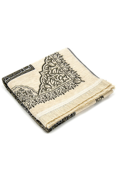 Kaaba Patterned Ultra Plus Cream Chenille Prayer Rug 16 - 4