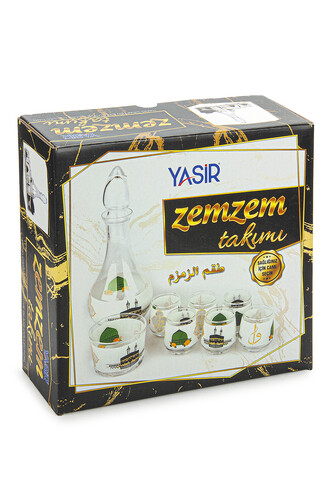 Kaaba Ravza and Masjid Nabawi Designed 8 Piece Zamzam Glass Set - 2