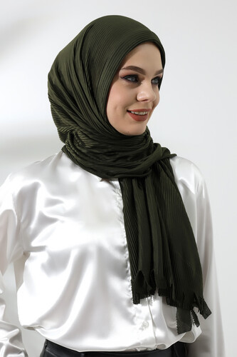 Khaki Hijab Ready Made Practical Corded Cotton Shawl - 5