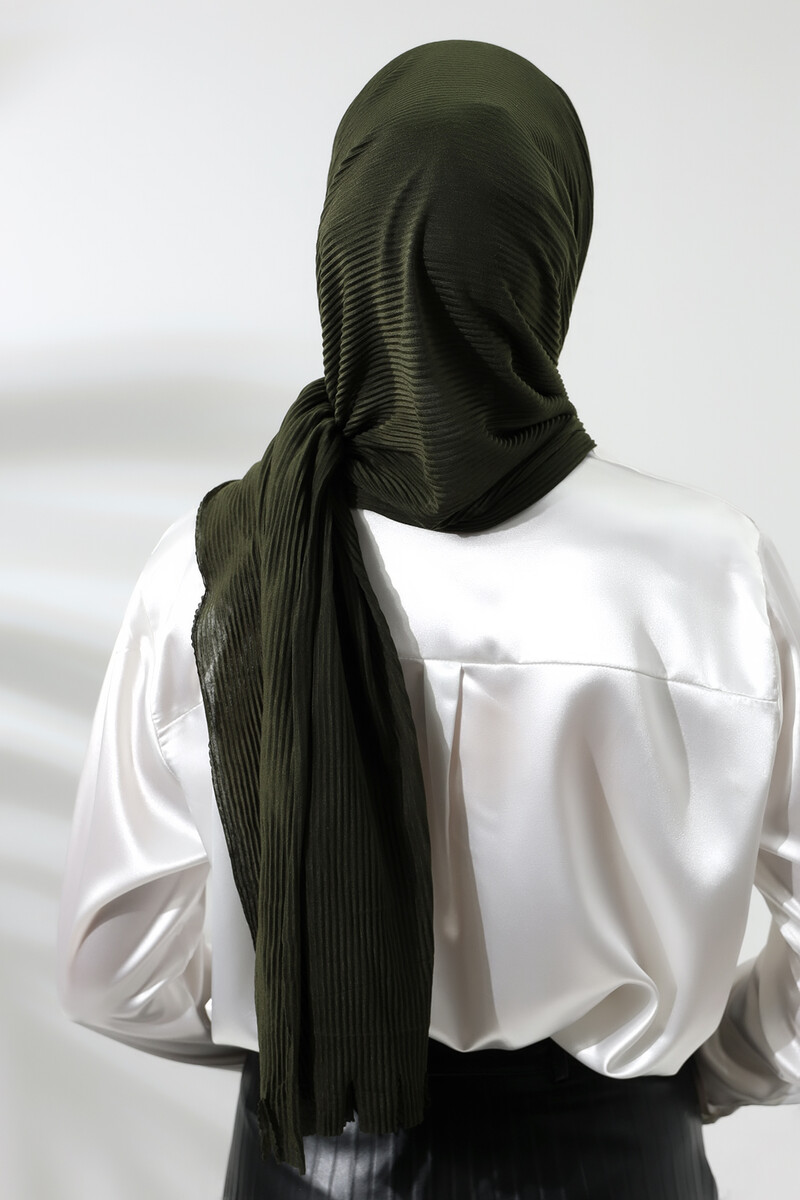 Khaki Hijab Ready Made Practical Corded Cotton Shawl - 6