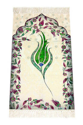 Kids Prayer Rug - Tulip Pattern - Green Color - 1