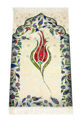 Kids Prayer Rug - Tulip Pattern - Red Color - 1